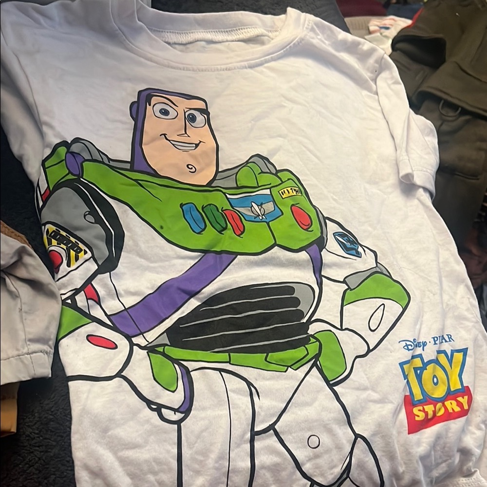 Disney Toy Story Buzz Lightyear White and Green Kids Shirt